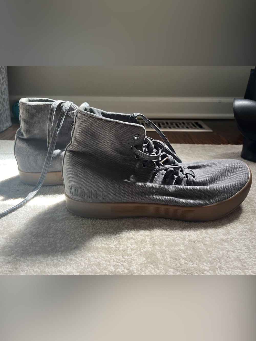 Nobull Gray Canvas High-Top Sneakers with Gum Sole